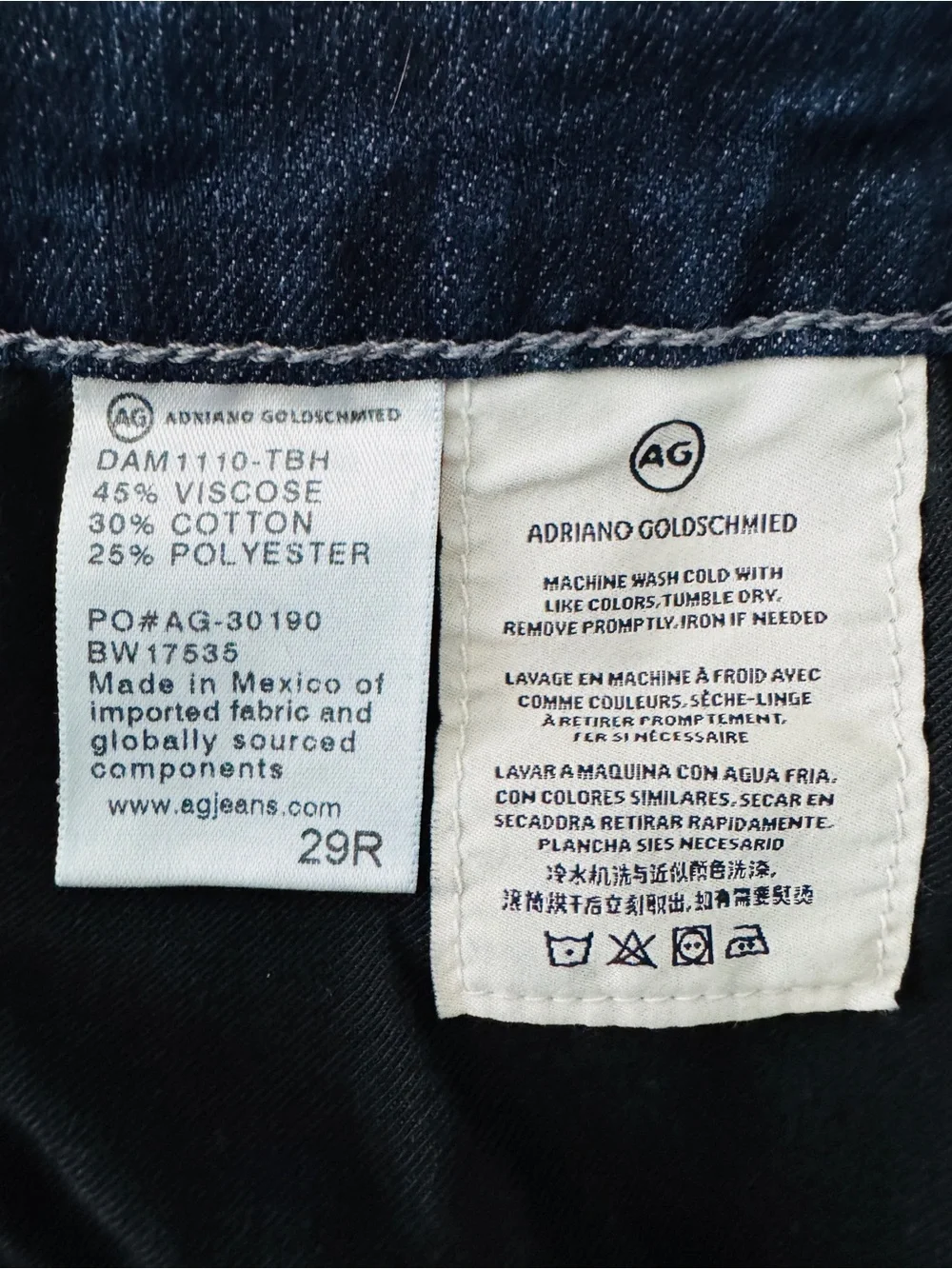 AG Adriano Goldschmied The Stilt Cigarette Leg Jeans 29R Dark Wash Stretch
